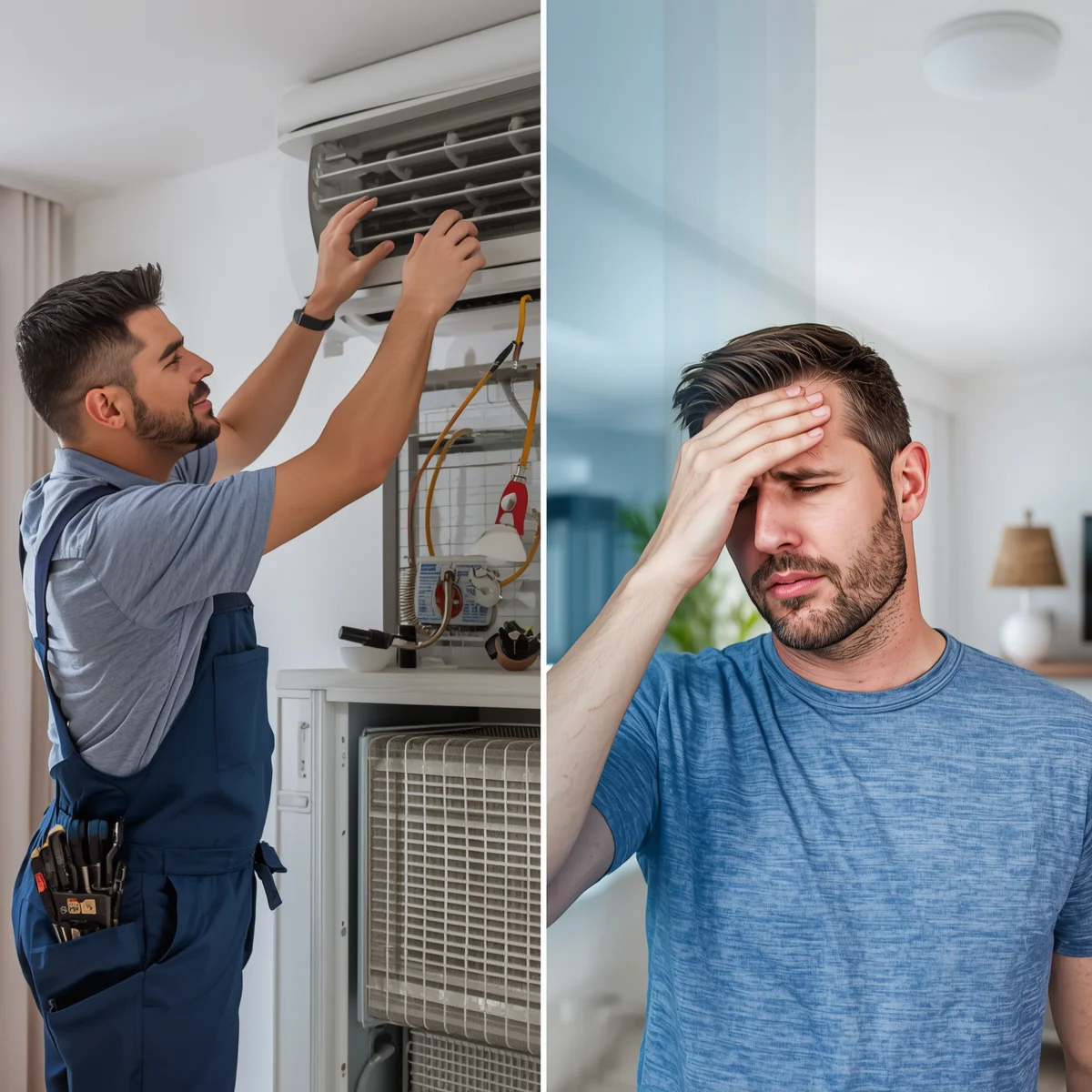 AC not cooling properly in Dhaka - technician from Jeet Refrigeration And AC Service Center Ltd. diagnosing the problem