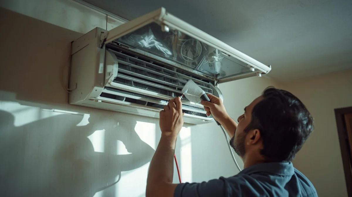 AC repair technician servicing air conditioner in Badda Dhaka – Jeet Refrigeration And AC Service Center Ltd.